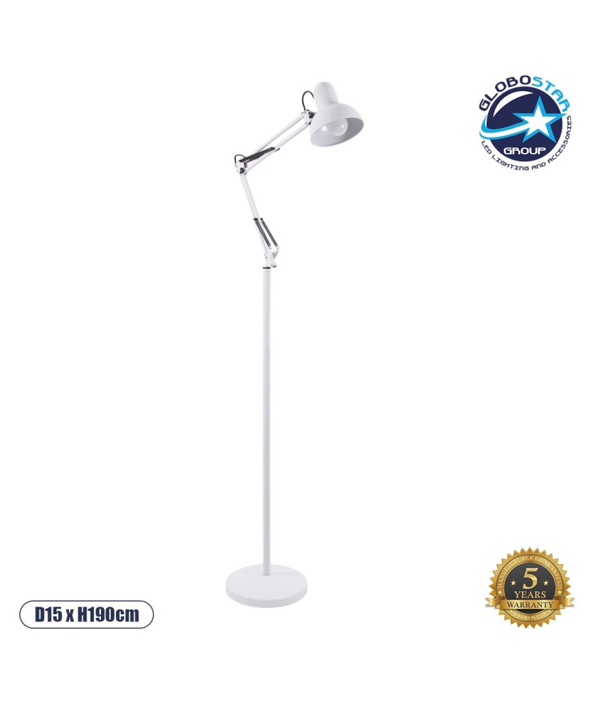 GLOBOSTAR® AUDREY 01471 Vintage Επιδαπέδιο Φωτιστικό με Ντουί 1 x E27 AC 220-240V IP20 - Λευκό - Μ15 x Π15 x Υ190cm